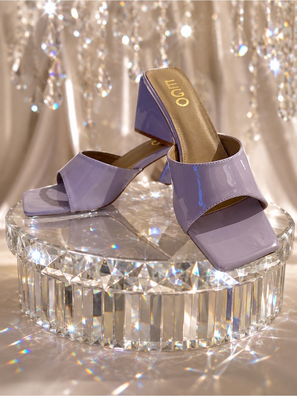 🪻Lilac Patent Square-Toe Slide Heels by Ego shoes